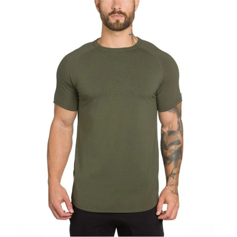 Muscleguys Gym t shirt Men Fitness Workout Cotton T-Shirt Bodybuilding Workout Skinny Tee shirt Summer Casual Sports Clothing