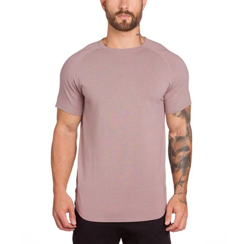 Muscleguys Gym t shirt Men Fitness Workout Cotton T-Shirt Bodybuilding Workout Skinny Tee shirt Summer Casual Sports Clothing