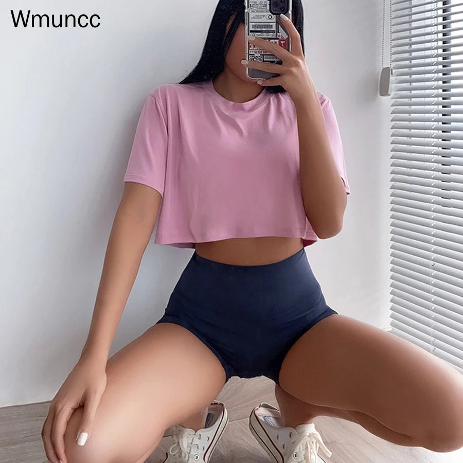 New Women Loose Crop Top Modal Short Sleeve T-Shirt Fitness Workout Activewear Quick Dry Breathable Blouse