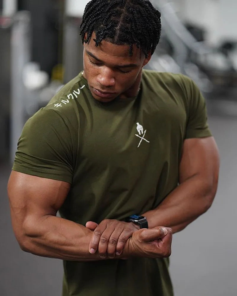 Men T Shirts Fashion Summer Bodybuilding Printed Tshirt Men GYM Fitness Workout O-Neck Show Muscle