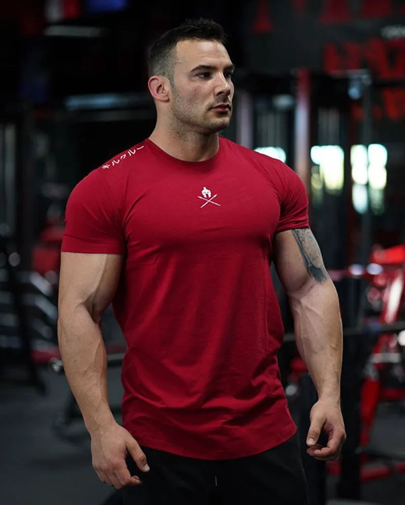 Men T Shirts Fashion Summer Bodybuilding Printed Tshirt Men GYM Fitness Workout O-Neck Show Muscle