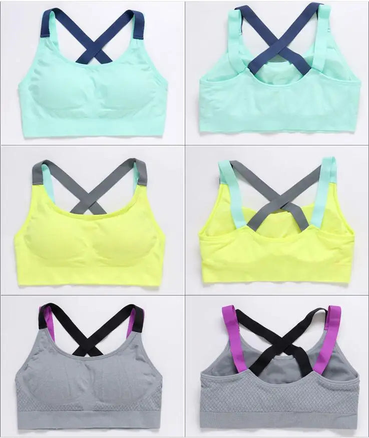 Sports Bra Full Cup Breathable Top Shockproof Cross Back Push Up Workout Bra For women Gym Running Jogging Yoga Fitness Bra