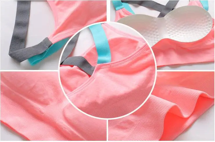 Sports Bra Full Cup Breathable Top Shockproof Cross Back Push Up Workout Bra For women Gym Running Jogging Yoga Fitness Bra