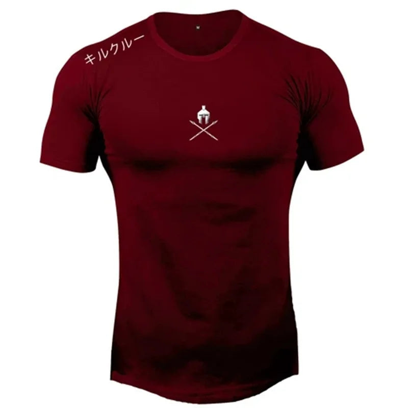Men T Shirts Fashion Summer Bodybuilding Printed Tshirt Men GYM Fitness Workout O-Neck Show Muscle