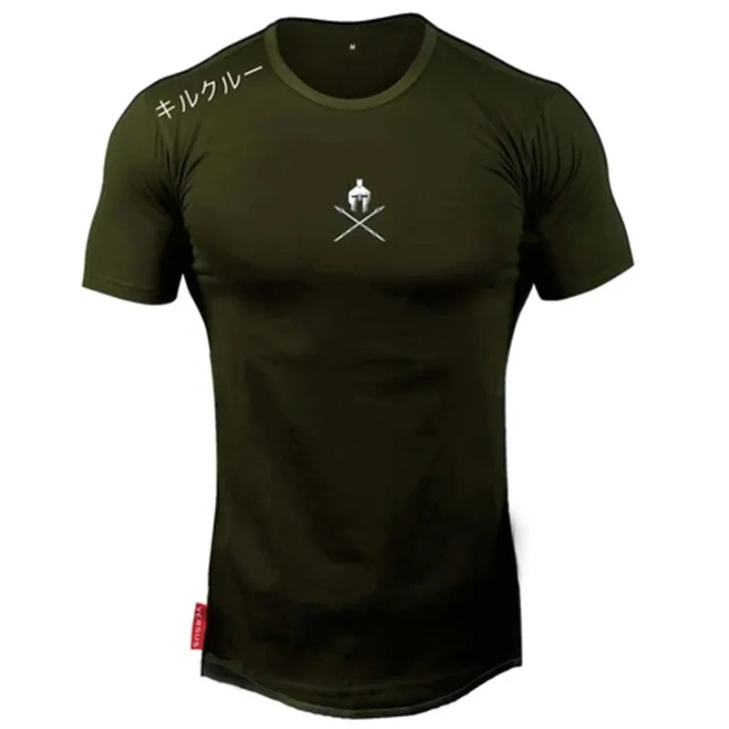 Men T Shirts Fashion Summer Bodybuilding Printed Tshirt Men GYM Fitness Workout O-Neck Show Muscle