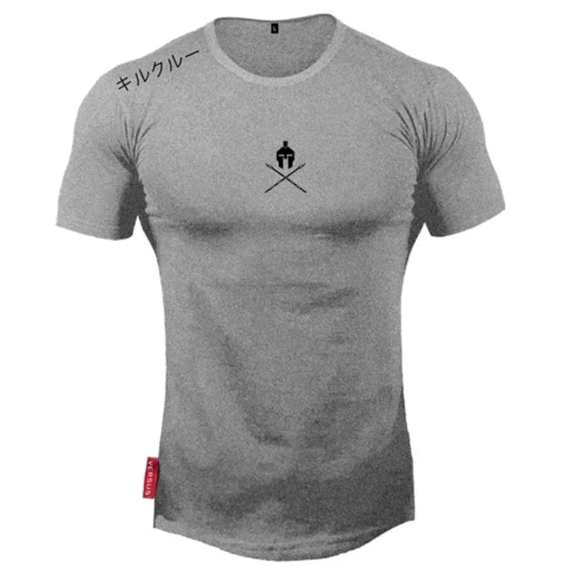 Men T Shirts Fashion Summer Bodybuilding Printed Tshirt Men GYM Fitness Workout O-Neck Show Muscle