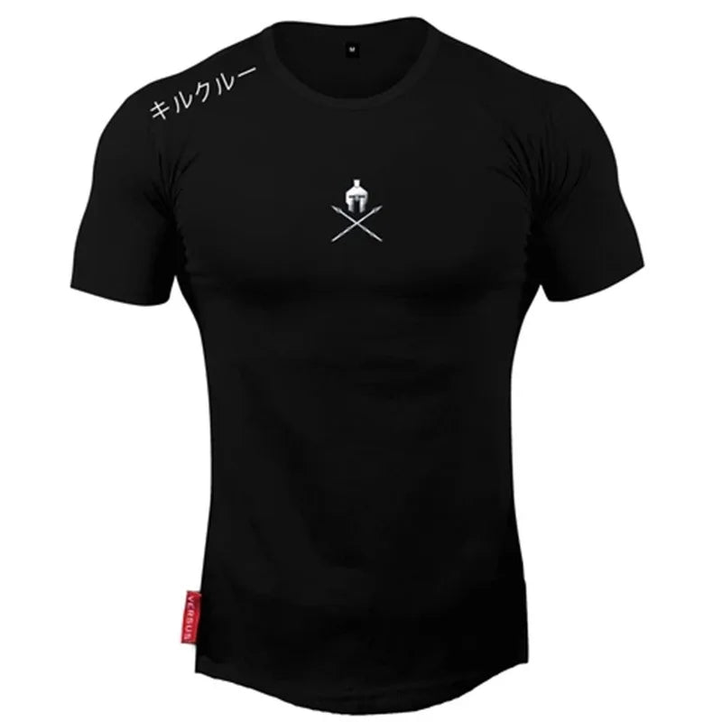 Men T Shirts Fashion Summer Bodybuilding Printed Tshirt Men GYM Fitness Workout O-Neck Show Muscle
