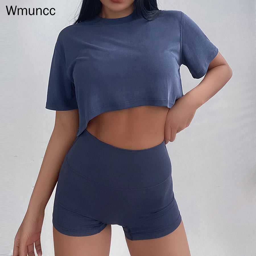 New Women Loose Crop Top Modal Short Sleeve T-Shirt Fitness Workout Activewear Quick Dry Breathable Blouse