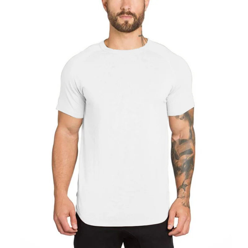 Muscleguys Gym t shirt Men Fitness Workout Cotton T-Shirt Bodybuilding Workout Skinny Tee shirt Summer Casual Sports Clothing