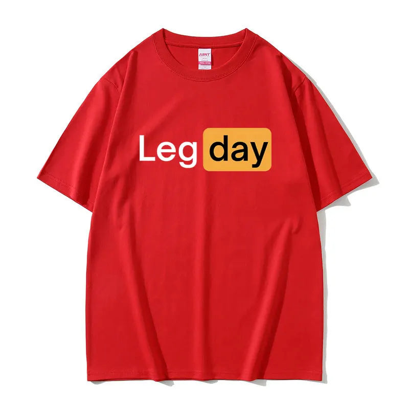 Leg Day Fitness Workout Gym Graphic T Shirt Men Outdoors Soft Cotton T-shirt Male Oversized Tshirt