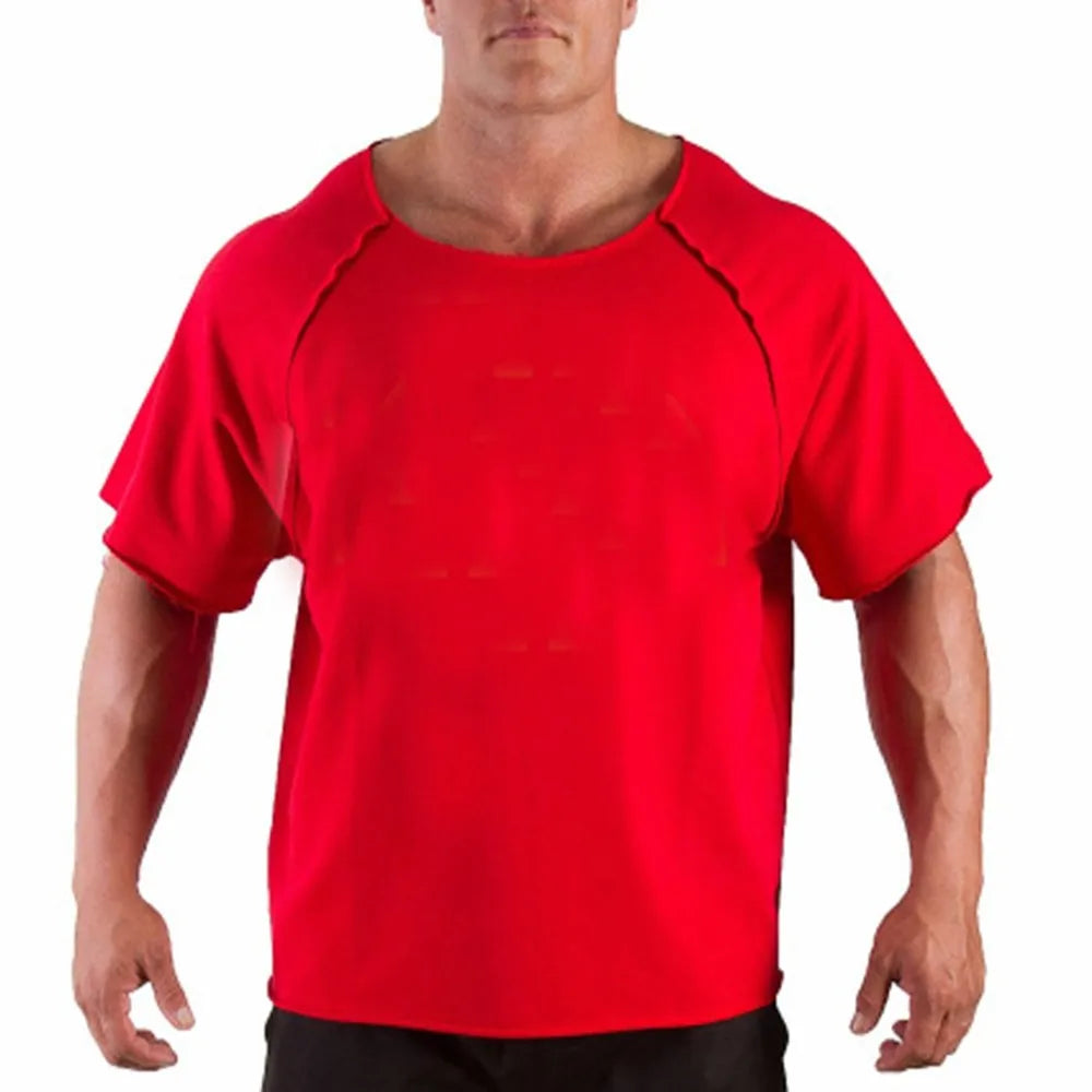 Men Casual Round Neck Cotton T-shirt Fitness Gym Wear Bodybuilding Workout Tee Fashion Edition Type Half-sleeved Top Breathable