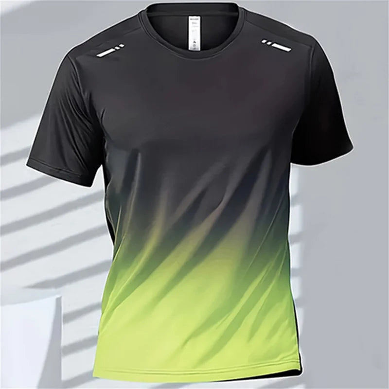 Men's T-shirts Sports Running Quick-drying Tops Gradient Short Sleeve Outdoor Comfortable Breathable