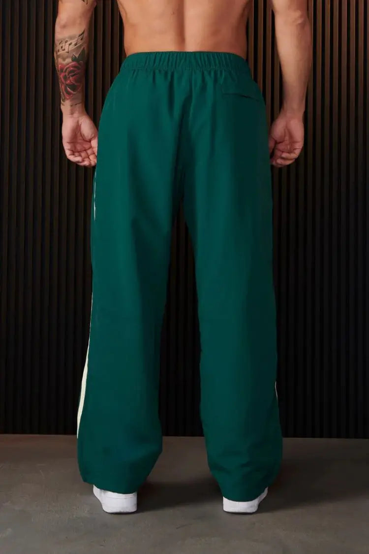 Men's sweatpants, webbing, striped panels, embroidered casual pants, gym sports straight-leg pants, stylish and simple wear