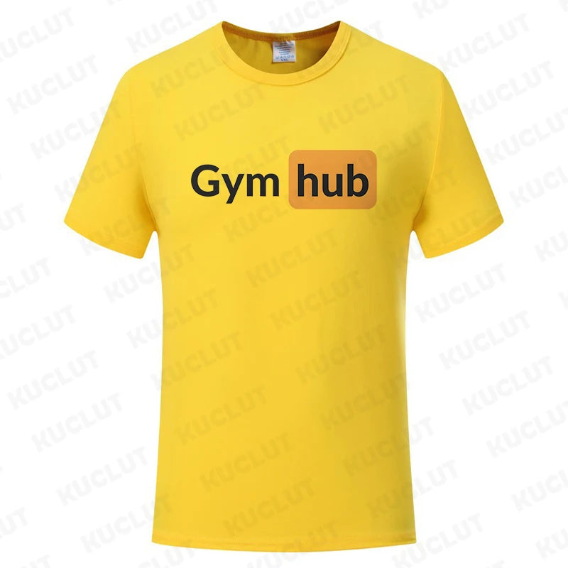 Gym Hub Print Men's T-Shirt Oversize Funny Graphic Tees for Men Summer Tops T Shirt for Men Clothing Fashion T Shirt Casual Tee