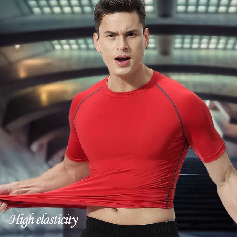 Spring and Summer New Fitness Long-sleeved Men's Quick-drying Milk Silk Body Shaping Sports Training Thin Solid Color M-3XL