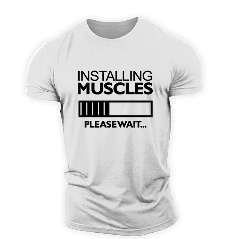 Men's Installing Muscles T-shirts Short Sleeve Summer Casual Sporty Gym