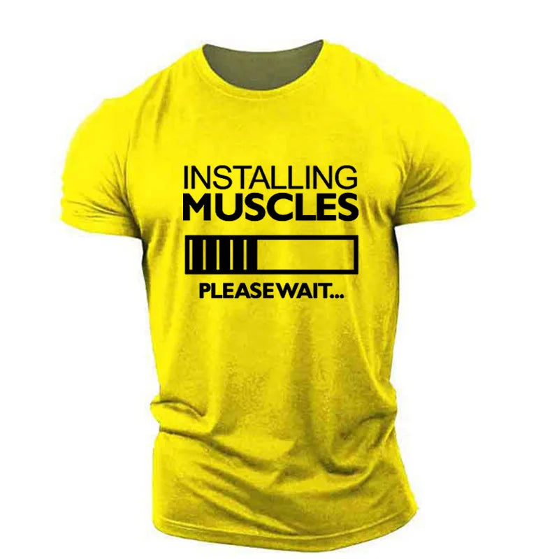Men's Installing Muscles T-shirts Short Sleeve Summer Casual Sporty Gym