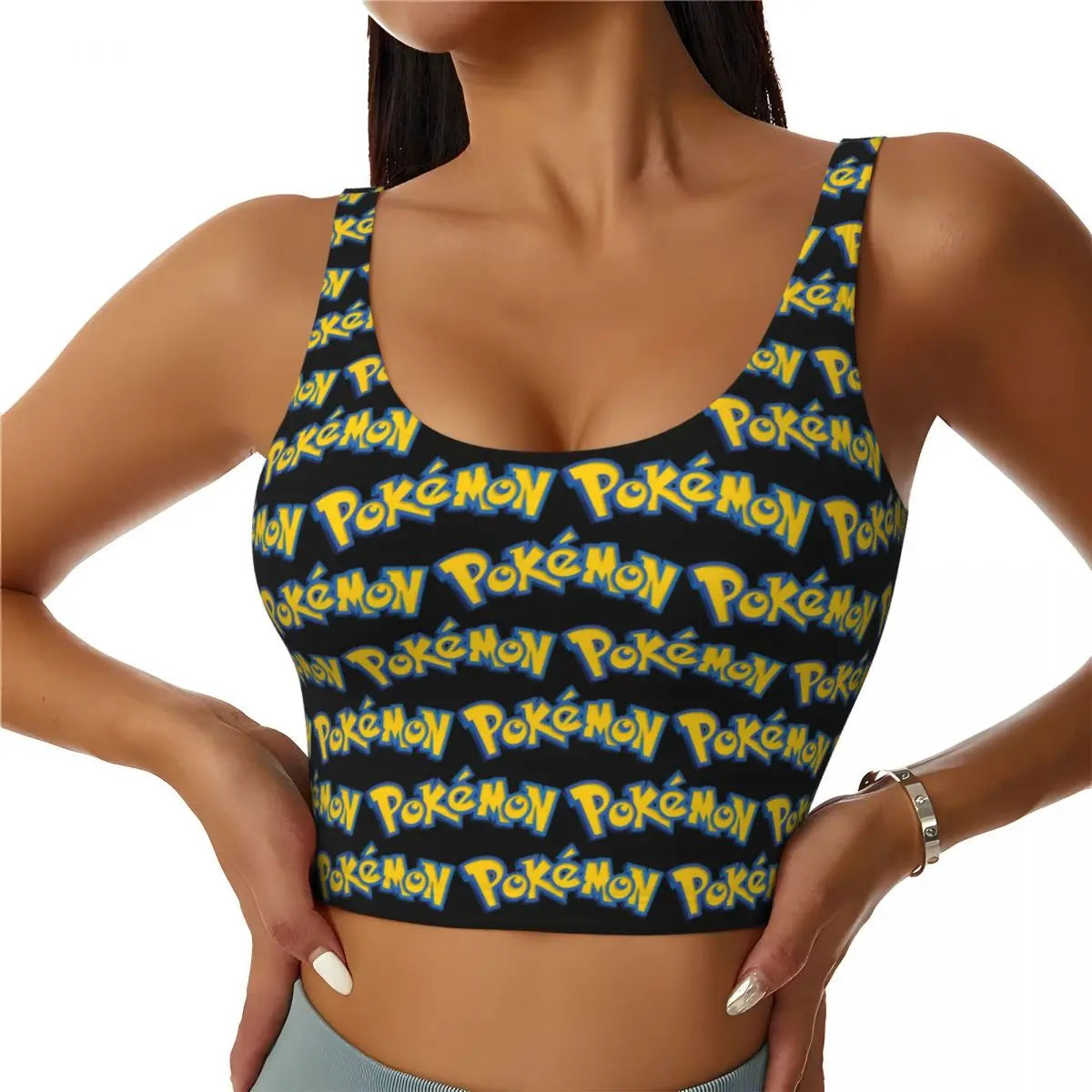 High Impact Pokemon Sports Bra Women Gym Workout Yoga Crop Top