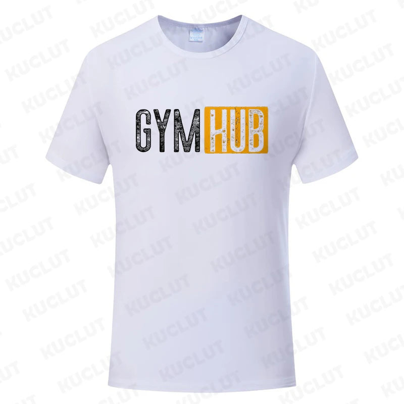 Gym Hub Print Men's T-Shirt Oversize Funny Graphic Tees for Men Summer Tops T Shirt for Men Clothing Fashion T Shirt Casual Tee