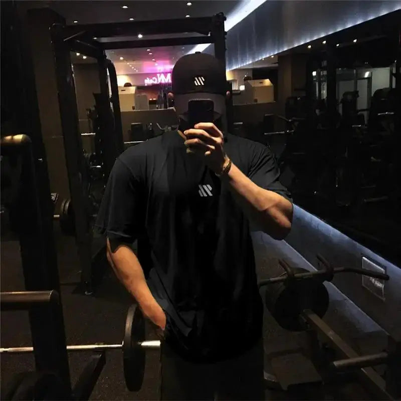 Men's Short sleeve Cotton T-shirt men Brand Sports t shirt Fitness Bodybuilding loose Running t shirt Male Summer Training tops
