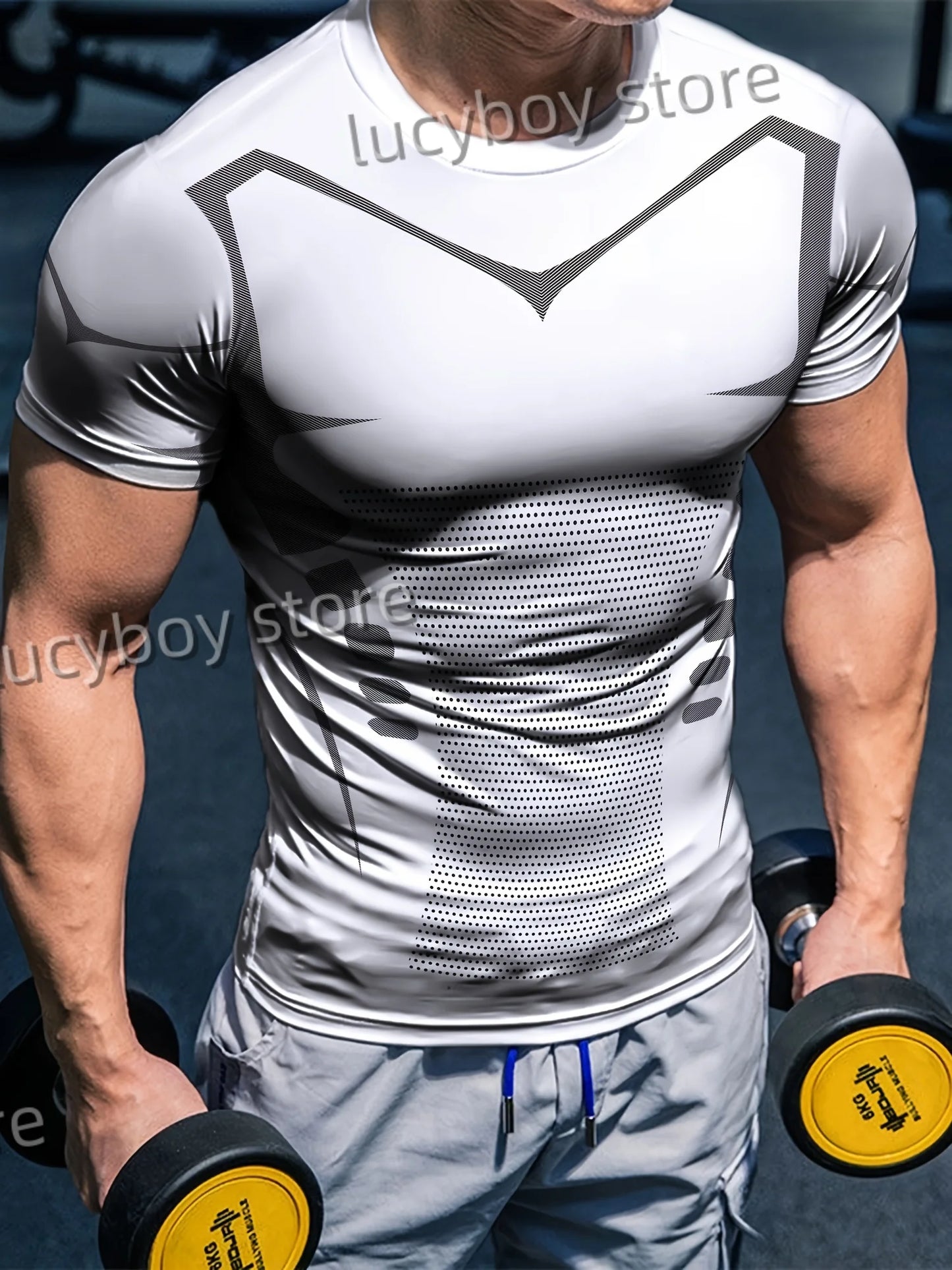 Mens Gym Muscle Training T Shirt Color block Sports Jogging Short Sleeve Tees Quick Drying Running Men
