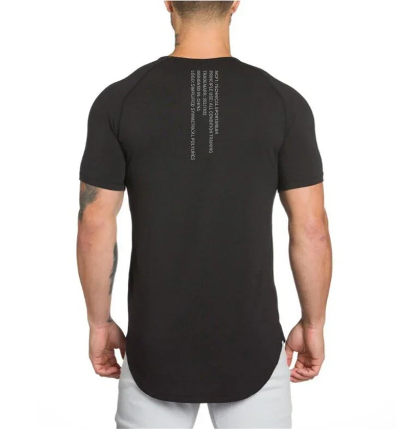 Muscleguys Gym t shirt Men Fitness Workout Cotton T-Shirt Bodybuilding Workout Skinny Tee shirt Summer Casual Sports Clothing