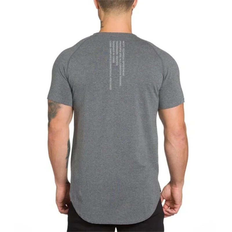 Muscleguys Gym t shirt Men Fitness Workout Cotton T-Shirt Bodybuilding Workout Skinny Tee shirt Summer Casual Sports Clothing