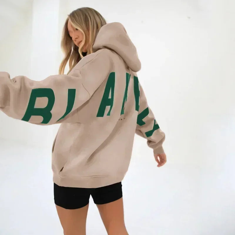 Retro Printed Loose Fitting Women Pullover Sweater Women Super Large Hooded Sweatshirt Long Sleeved Y2K Top