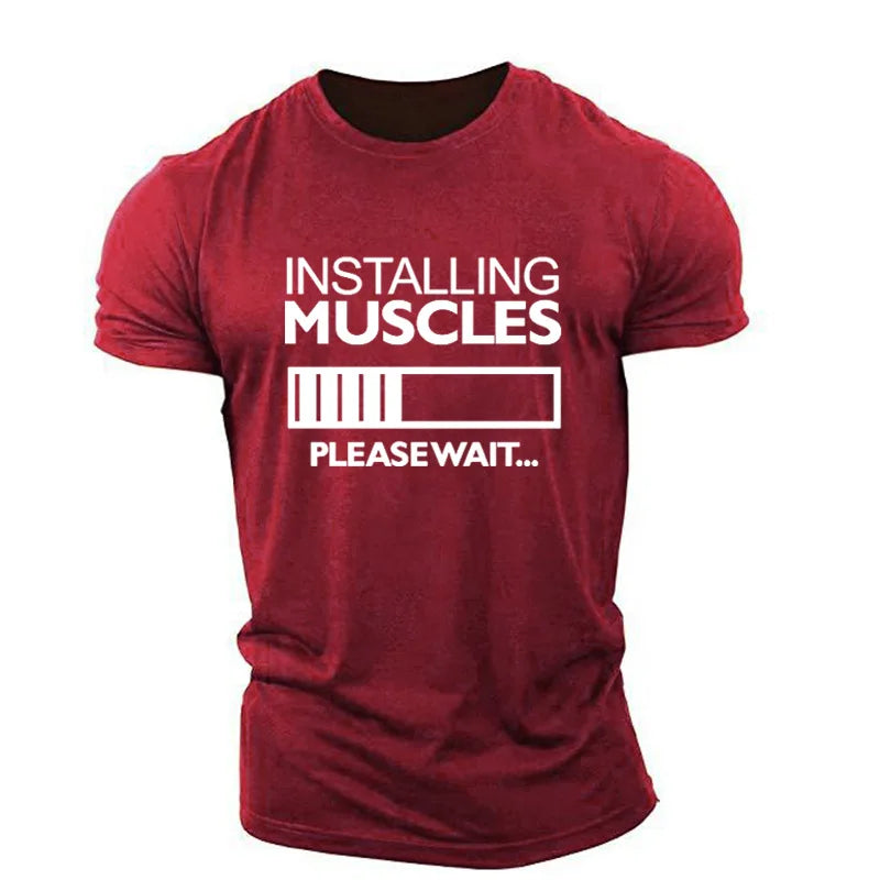 Men's Installing Muscles T-shirts Short Sleeve Summer Casual Sporty Gym