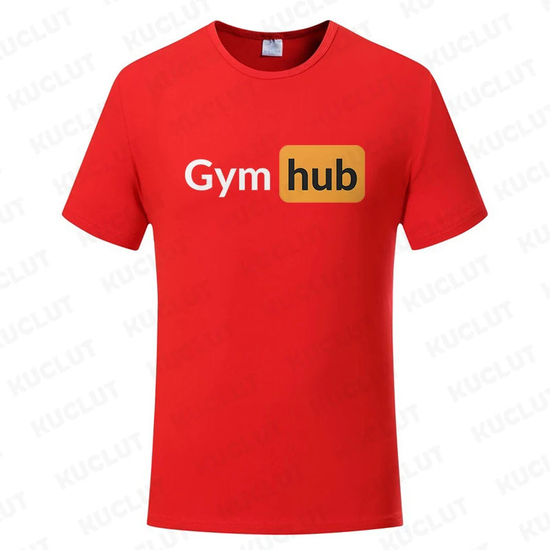 Gym Hub Print Men's T-Shirt Oversize Funny Graphic Tees for Men Summer Tops T Shirt for Men Clothing Fashion T Shirt Casual Tee