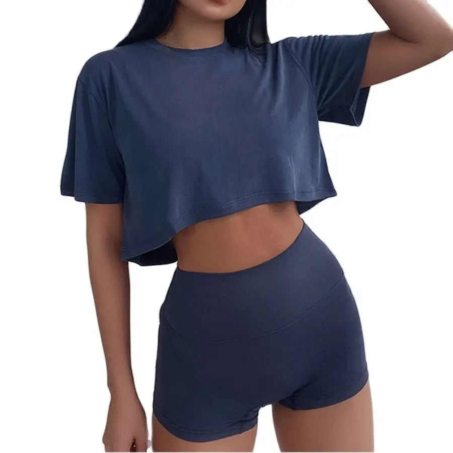 New Women Loose Crop Top Modal Short Sleeve T-Shirt Fitness Workout Activewear Quick Dry Breathable Blouse
