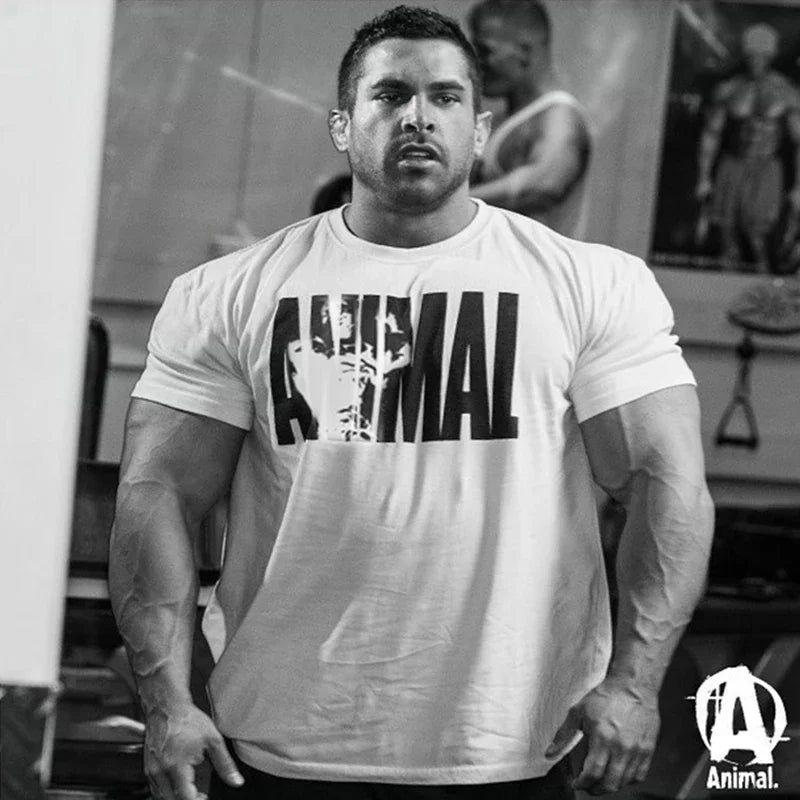 Summer Gym Fitness T-shirt Loose Men's Cotton Shirt Bodybuilding Training Man T Shirt Oversized Sports Short Sleeve Jogger Tee