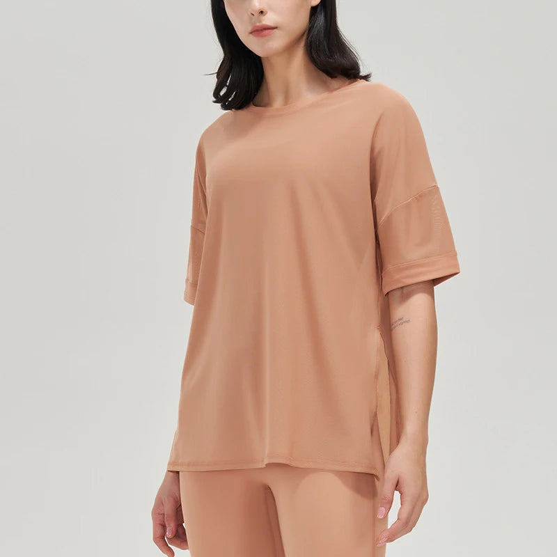 Women's Ice-cold Breathable Fitness Sports T-shirt Yoga Tops Loose Gym Sports Short Sleeve Shirt Women Sportswear Workout Clothes