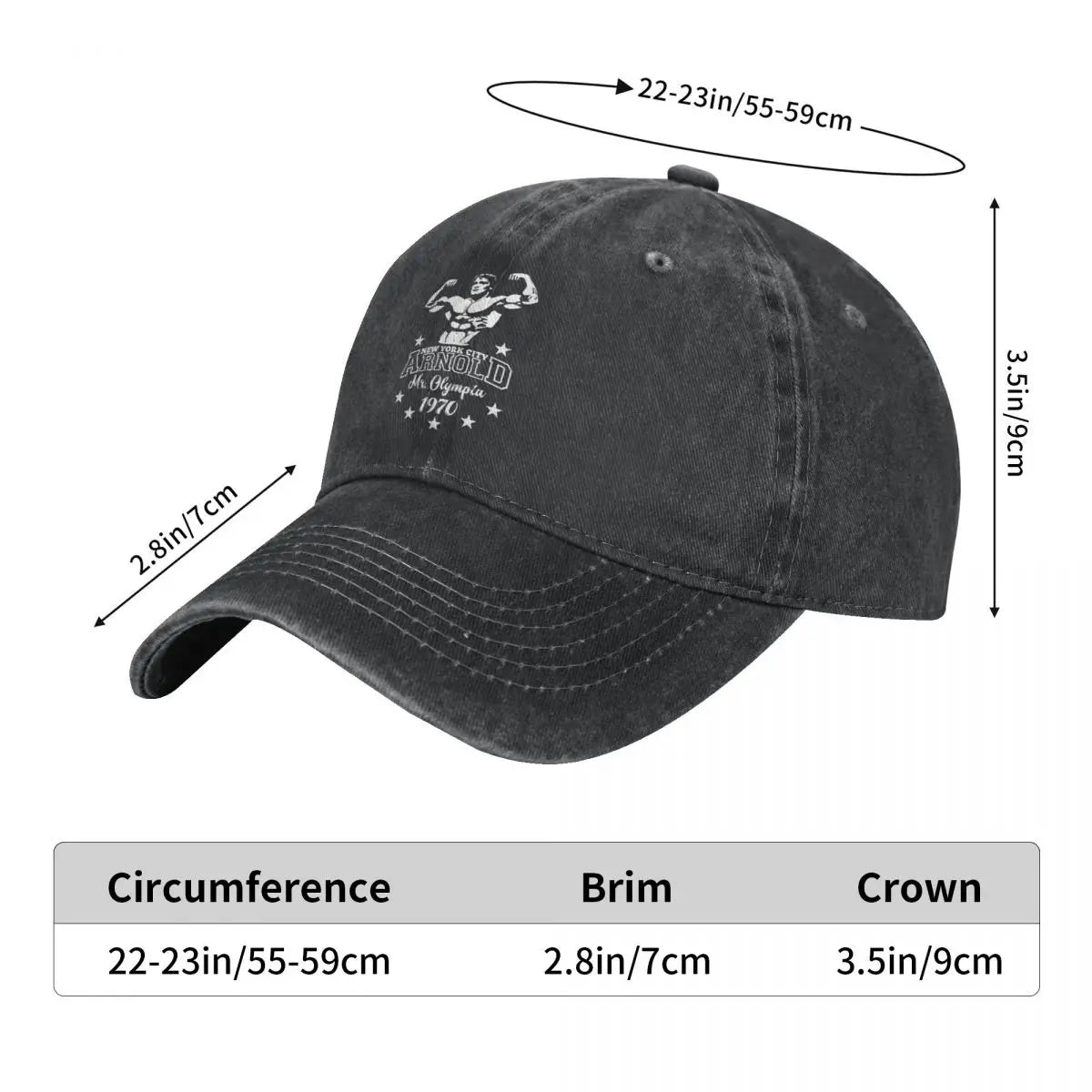 Arnold Schwarzenegger Mr Olympia Baseball Caps Vintage Distressed Denim Headwear for Men Women Outdoor Travel Caps Hat