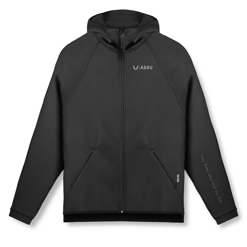 Men's Gym Sports Hoodies Cotton Elastic Hooded Male Fitness Running Loose Jackets Outdoor Zipper Coats Casual Workout Sportwear