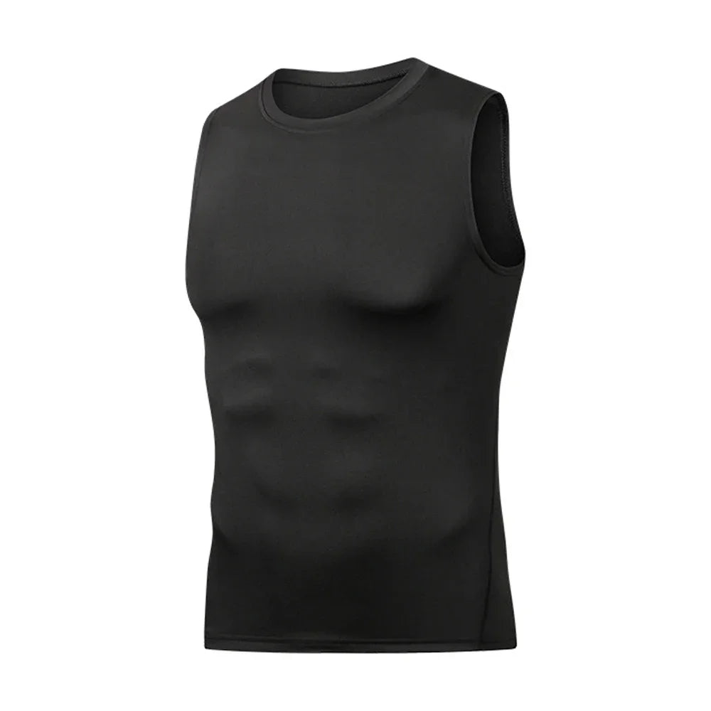 Men's Summer Sleeveless Compressed Shirt Fitness Vest Running Sport Gym Shirts Casual High Quality Tops Quick Dry Male Clothing