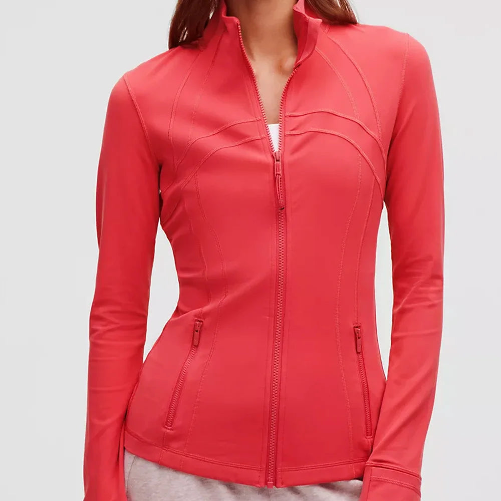 Women's Slim-Fit Zippered Training define Jacket - Long Sleeve Fitness Running Top for Jogging & Sports, Lightweight Activewear
