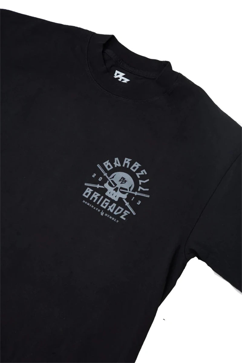 BARBELL BRIGADE Gym Fitness T-shirt Loose Oversize Cotton Men Short Sleeves Bodybuilding Sports Tee Summer Training Workout Tops