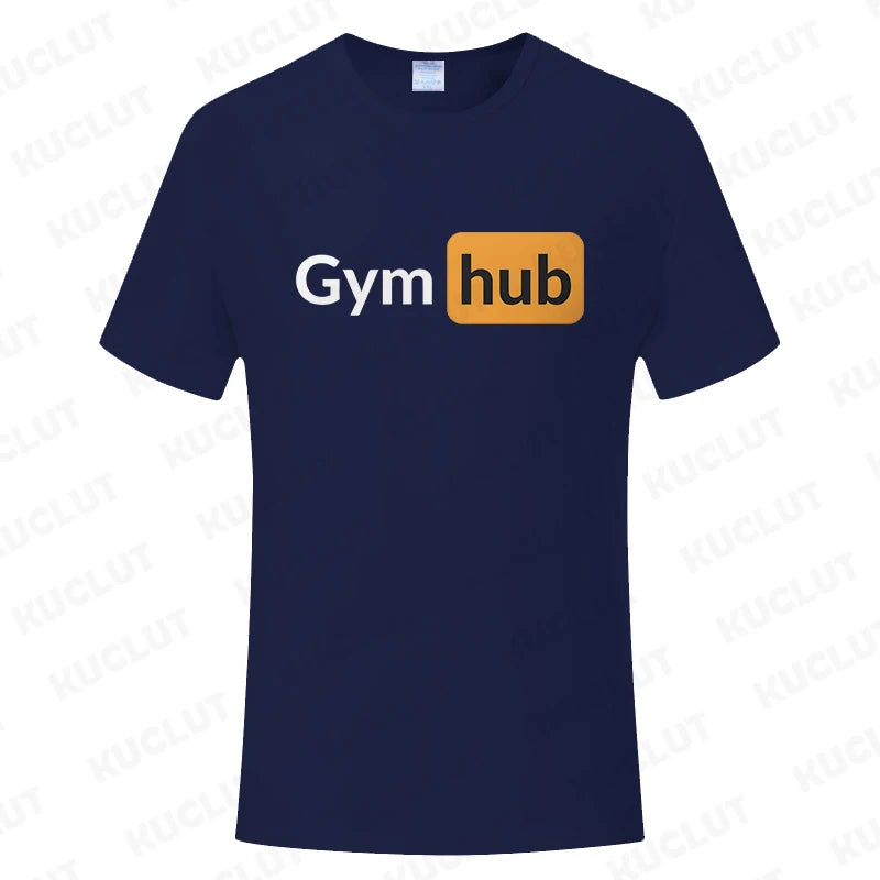 Gym Hub Print Men's T-Shirt Oversize Funny Graphic Tees for Men Summer Tops T Shirt for Men Clothing Fashion T Shirt Casual Tee