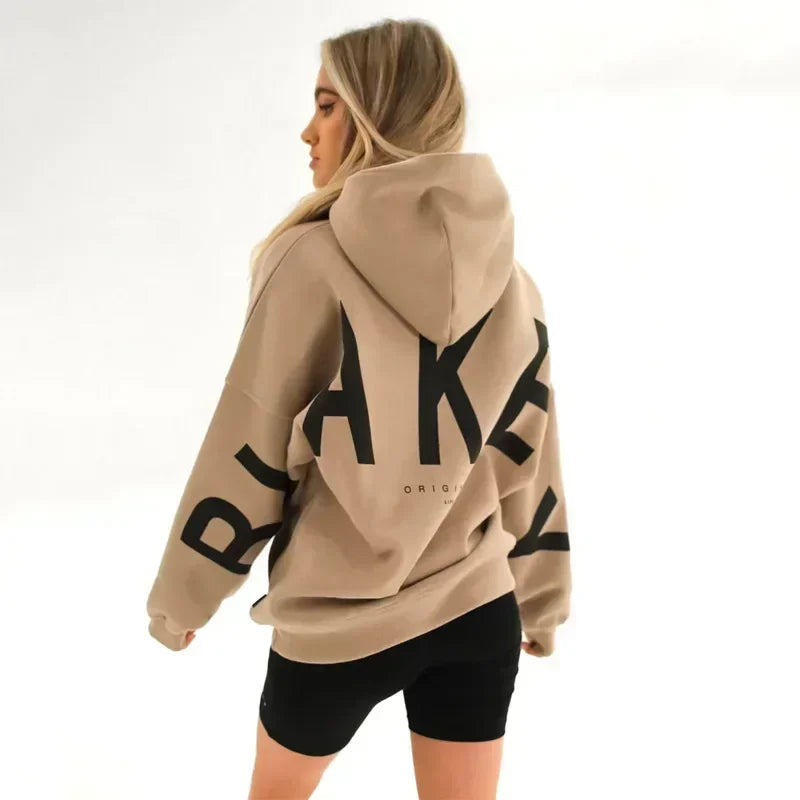 Retro Printed Loose Fitting Women Pullover Sweater Women Super Large Hooded Sweatshirt Long Sleeved Y2K Top