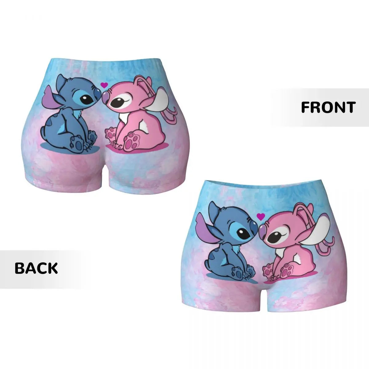 Women Lilo And Stitch Pattern Kawaii Workout Yoga Shorts Gym Athletic Running Volleyball Shorts