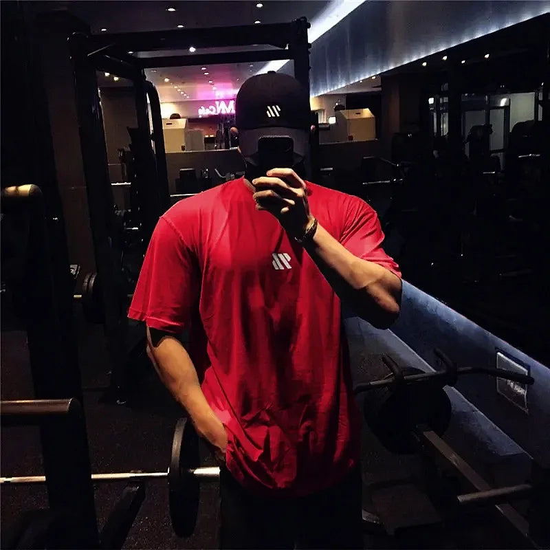 Men's Short sleeve Cotton T-shirt men Brand Sports t shirt Fitness Bodybuilding loose Running t shirt Male Summer Training tops