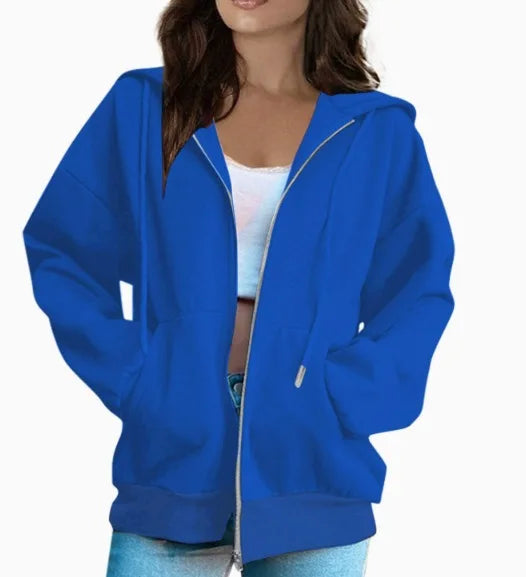 Autumn Winter Zipper Cardigan Hooded Sweatshirt Women Sporty Style Splice Double Pocket Hoodie Female Casual Warm Top Sportswear