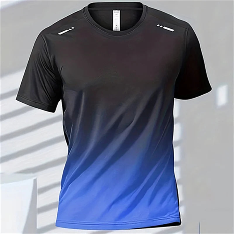 Men's T-shirts Sports Running Quick-drying Tops Gradient Short Sleeve Outdoor Comfortable Breathable