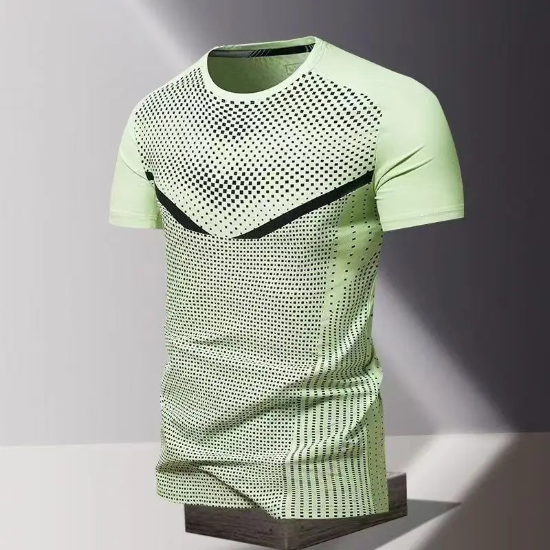Summer men's clothing 3D printed quick drying men's thin breathable fitness top round neck short sleeved sports casual T-shirt