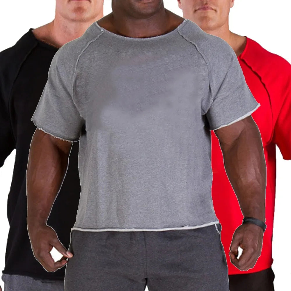 Men Casual Round Neck Cotton T-shirt Fitness Gym Wear Bodybuilding Workout Tee Fashion Edition Type Half-sleeved Top Breathable