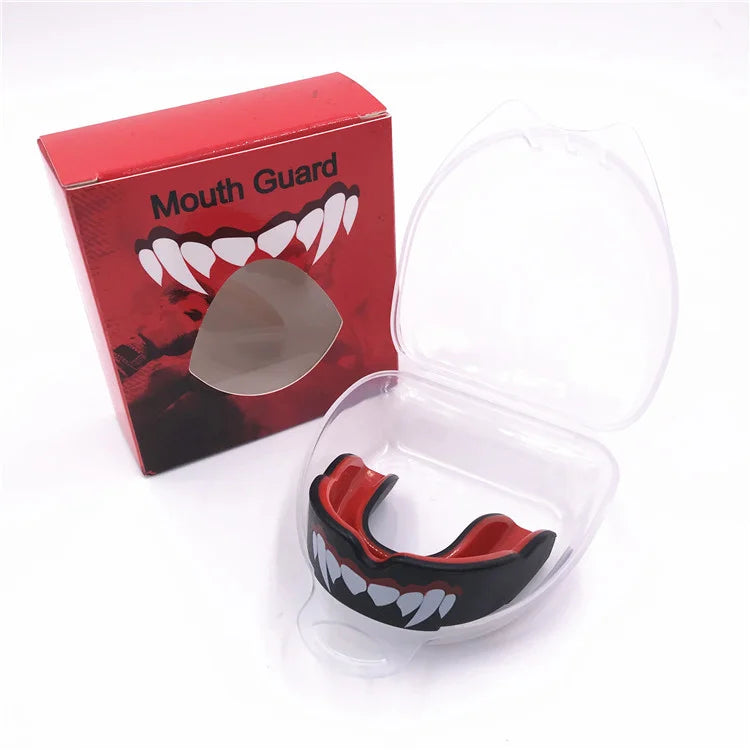 Mouth Guard Sports- Teeth 3D Technology Double Layer Boxing Mouth Guard Perfect Fit Adults with Case - Boil & Bite Mouth