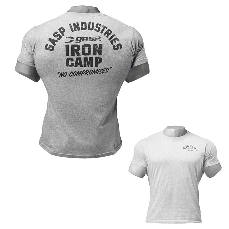 Muscle Fitness Brothers Men's Summer Sports Casual Running Workout Fitness Cotton Elastic Short Sleeve T-Shirt