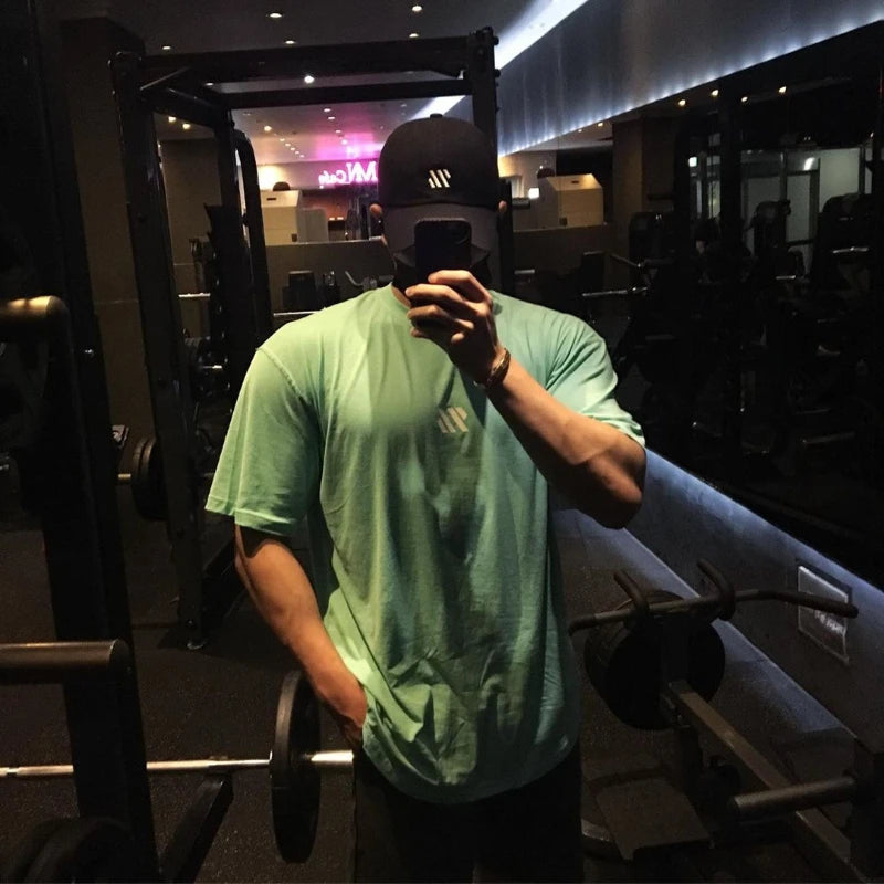 Men's Clothing Gym Fitness Streetwear Tees Breathable Cotton Loose Short Sleeve T-shirt Summer Casual Running Tops Sweatshirt
