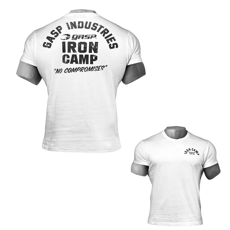 Muscle Fitness Brothers Men's Summer Sports Casual Running Workout Fitness Cotton Elastic Short Sleeve T-Shirt